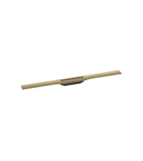 Duschrinne mit gerader Form in gebürstetem Bronze-Finish. Hergestellt für die Verwendung in Duschen, von Hansgrohe. Ideal zur Abführung von Wasser.